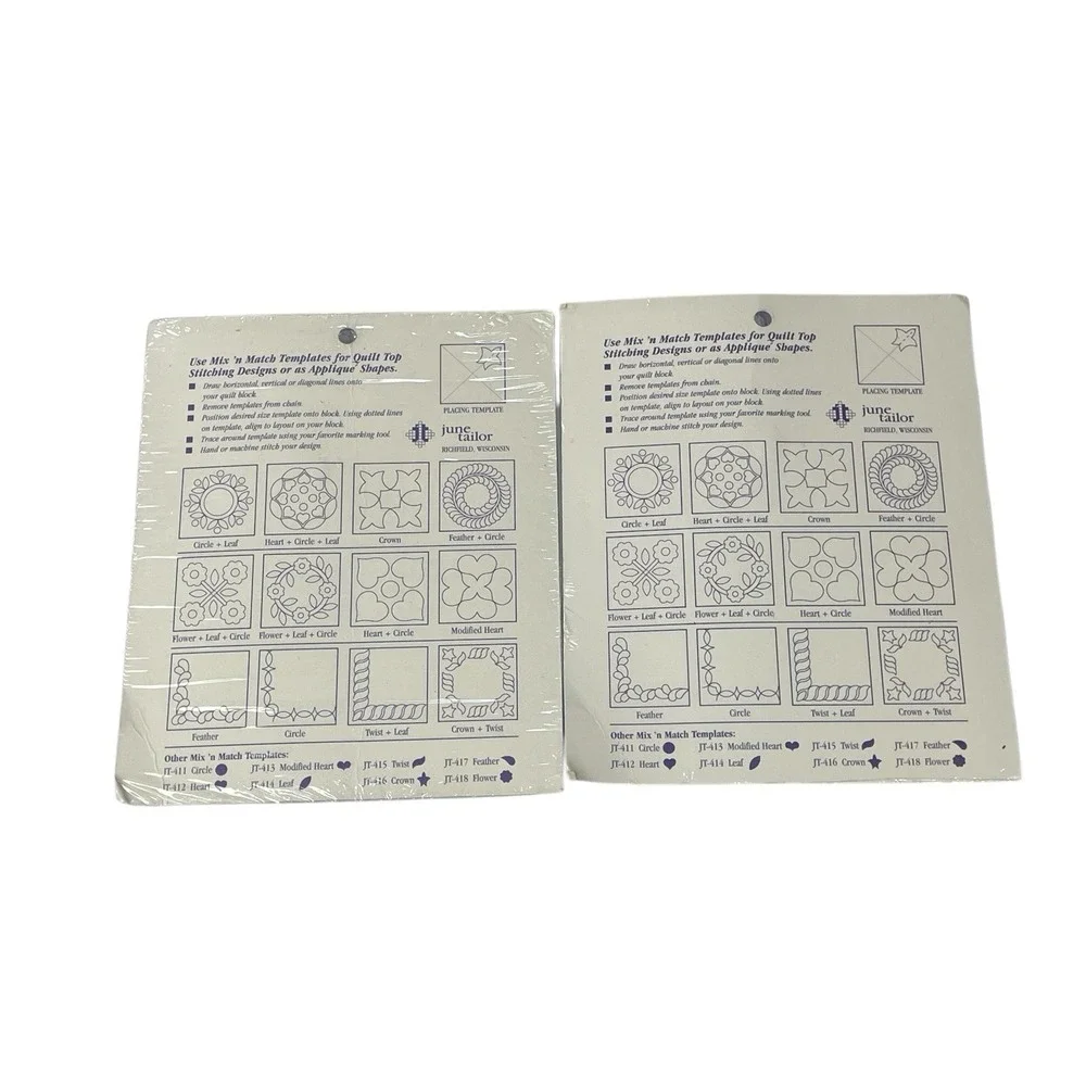 June Tailor Mix n Match Quilting Templates JT-414 Leaf & JT-416 Crown Sealed NOS